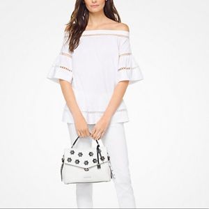 Michael Kors Eyelet Cotton-Poplin Off-the-Shoulder Top NWT